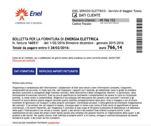 bolletta enel falsa