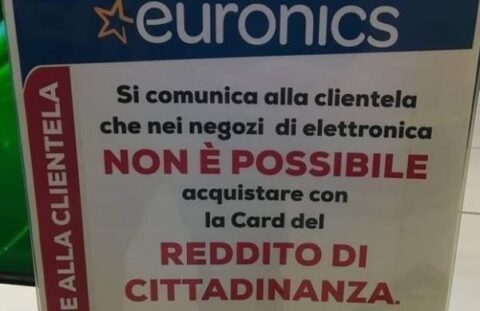 euronics cartello reddito di cittadinanza